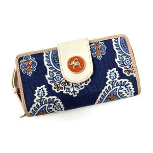 Spartina 449 Blue Boheme Yacht Club Elephant Paisley Canvas Leather Wallet